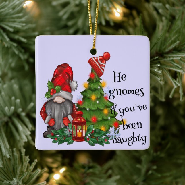Xmas Tree Gnome Ornament - Personalised Ceramic (Tree)