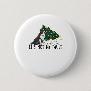 Xmas Tree It Is Not My Fault Border Collie Dog Chr 6 Cm Round Badge