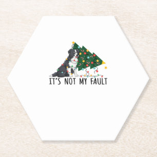 Xmas Tree It Is Not My Fault Border Collie Dog Chr Paper Coaster