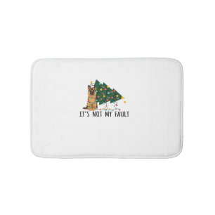Xmas Tree It Is Not My Fault German Shepherd Dog C Bath Mat