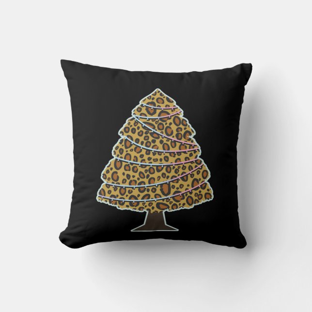 Xmas Tree Leopard Spots Funny Christmas Gift Cushion (Front)