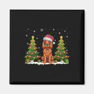 Xmas Tree Light Irish Setter Dog Santa Hat Christm Magnet