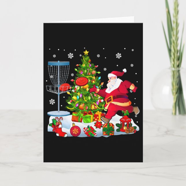Xmas Tree Light Presents Santa Playing Disc Golf P Card (Front)