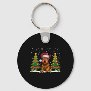 Xmas Tree Light Scottish Terrier Dog Santa Christm Key Ring