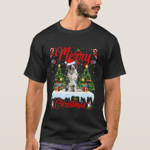 Xmas Tree Lighting Border Collie Dog Merry Christm T-Shirt