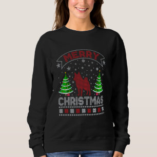 Xmas Tree Lighting Norwegian Elkhound Dog Ugly Chr Sweatshirt