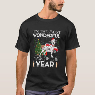 Xmas Tree Lighting Santa Dalmatian Dog Christmas L T-Shirt