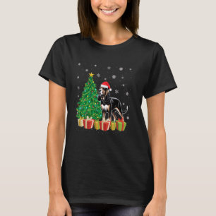 Xmas Tree Lighting Santa Hat Bloodhound Dog Christ T-Shirt