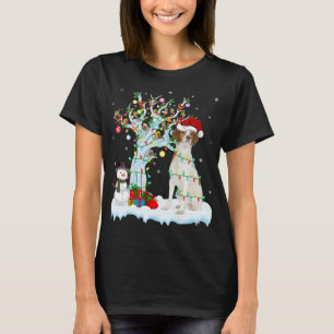 Xmas Tree Lighting Santa Hat Brittany Spaniel Dog  T-Shirt