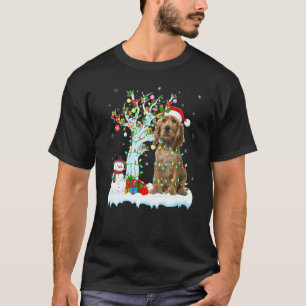Xmas Tree Lighting Santa Hat Cocker Spaniel Dog Ch T-Shirt