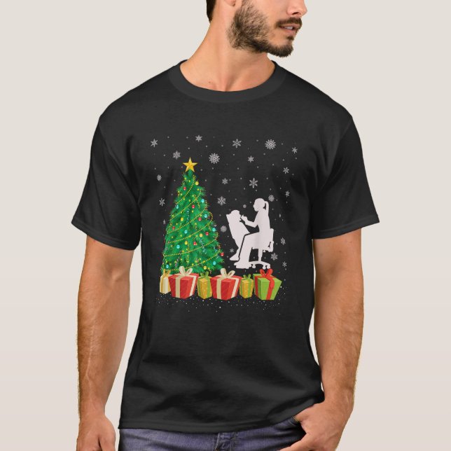 Xmas Tree Lighting Santa Hat Dental Assistant Chri T-Shirt (Front)