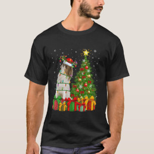 Xmas Tree Lighting Santa Hat Japanese Chin Dog Chr T-Shirt
