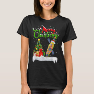 Xmas Tree Lighting Santa Hat Kayak Boat Kayaking C T-Shirt