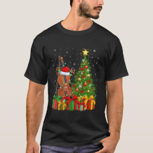 Xmas Tree Lighting Santa Hat Musical Ukulele Chris T-Shirt