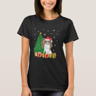 Xmas Tree Lighting Santa Hat Papillon Dog Christma T-Shirt