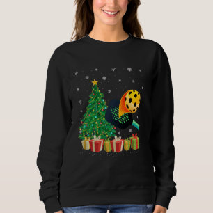 Xmas Tree Lighting Santa Hat Pickleball Player Chr Sweatshirt