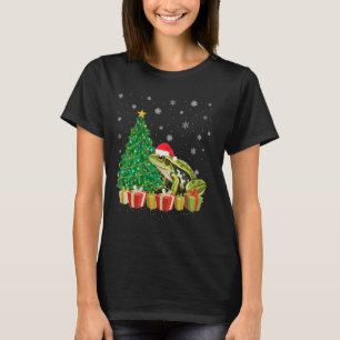 Xmas Tree Lighting Santa Hat Poison Dart Frog Chri T-Shirt