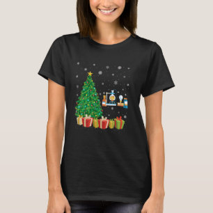 Xmas Tree Lighting Santa Hat Science Medical Lab C T-Shirt