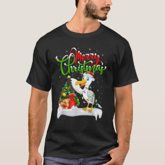 Xmas Tree Lighting Santa Hat Seagull Bird Christma T-Shirt