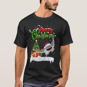 Xmas Tree Lighting Santa Hat Stingray Fish Christm T-Shirt