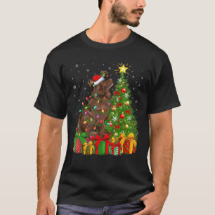 Xmas Tree Lighting Santa Newfoundland Dog Christma T-Shirt