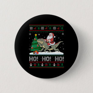 Xmas Tree Lighting Santa Riding Iguana Christmas 6 Cm Round Badge