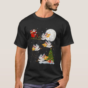 Xmas Tree Lighting Santa Riding Pelican Bird Chris T-Shirt