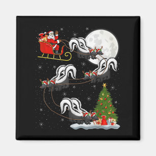 Xmas Tree Lighting Santa Riding Skunk Christmas  Magnet