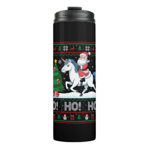 Xmas Tree Lighting Santa Riding Unicorn Christmas Thermal Tumbler