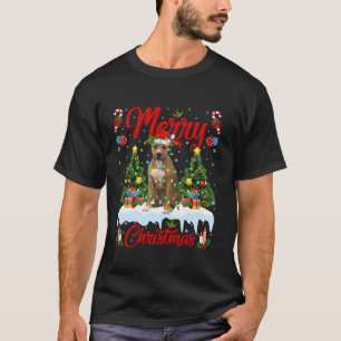 Xmas Tree Lighting Staffordshire Bull Terrier Dog T-Shirt