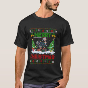 Xmas Tree Lighting Ugly Santa Hat Ostrich Bird Chr T-Shirt