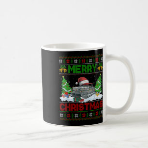 Xmas Tree Lighting Ugly Santa Hat Pontoon Boat Chr Coffee Mug