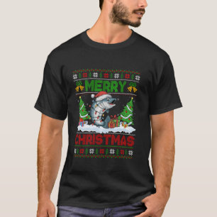 Xmas Tree Lighting Ugly Santa Hat Salmon Christmas T-Shirt