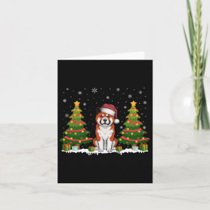 Xmas Tree Lights Akita Dog Santa Hat Christmas Swe Card
