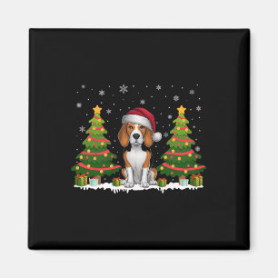 Xmas Tree Lights Beagle Dog Santa Hat Christmas Sw Magnet