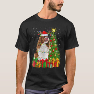 Xmas Tree Lights Cavalier King Charles Spaniel Dog T-Shirt