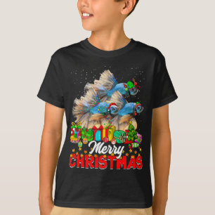 Xmas Tree Lights Christmas Pajama Fish Animals Lov T-Shirt