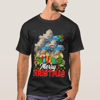 Xmas Tree Lights Christmas Pajama Fish Animals Lov T-Shirt