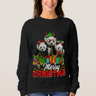 Xmas Tree Lights Christmas Pajama Panda Bear Anima Sweatshirt