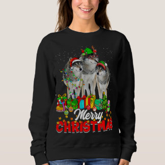 Xmas Tree Lights Christmas Pajama Wolf Animals Lov Sweatshirt