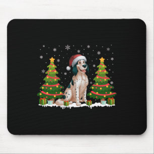 Xmas Tree Lights English Setter Dog Santa Christma Mouse Pad