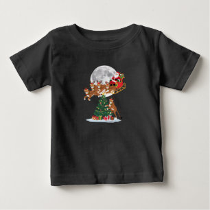 Xmas Tree Lights Funny Santa Riding Cheetah  Baby T-Shirt