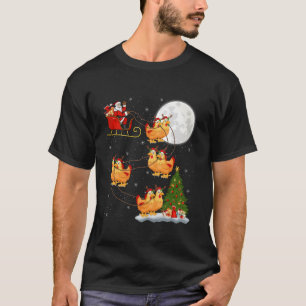 Xmas Tree Lights Funny Santa Riding Chicken Christ T-Shirt