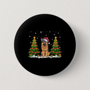 Xmas Tree Lights German Shepherd Dog Santa Christm 6 Cm Round Badge
