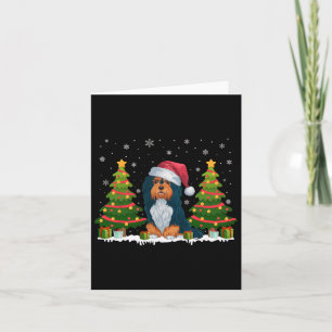 Xmas Tree Lights Havanese Dog Santa Hat Christmas Card