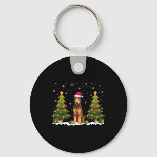 Xmas Tree Lights Irish Wolfhound Dog Santa Christm Key Ring