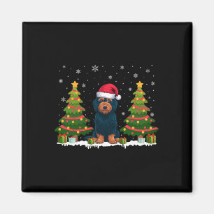 Xmas Tree Lights Labradoodle Dog Santa Hat Christm Magnet