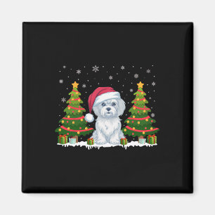Xmas Tree Lights Maltese Dog Santa Hat Christmas S Magnet