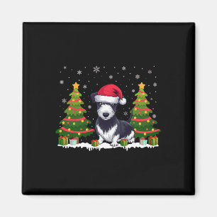 Xmas Tree Lights Rat Terrier Dog Santa Hat Christm Magnet