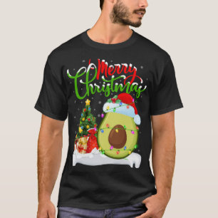 Xmas Tree Lights Santa Hat Avocado Fruit Christmas T-Shirt